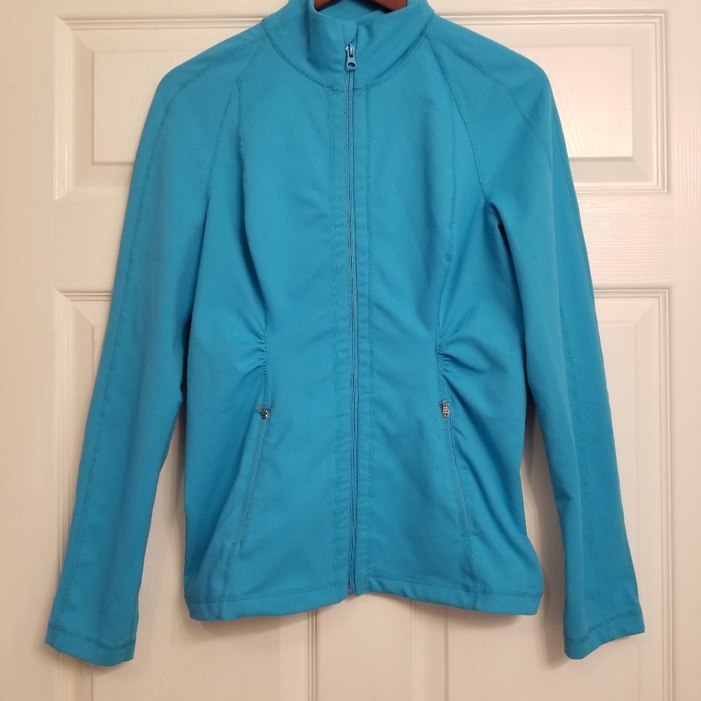 Zella Zip Up Active Athletic Track Jacket Teal Size Large